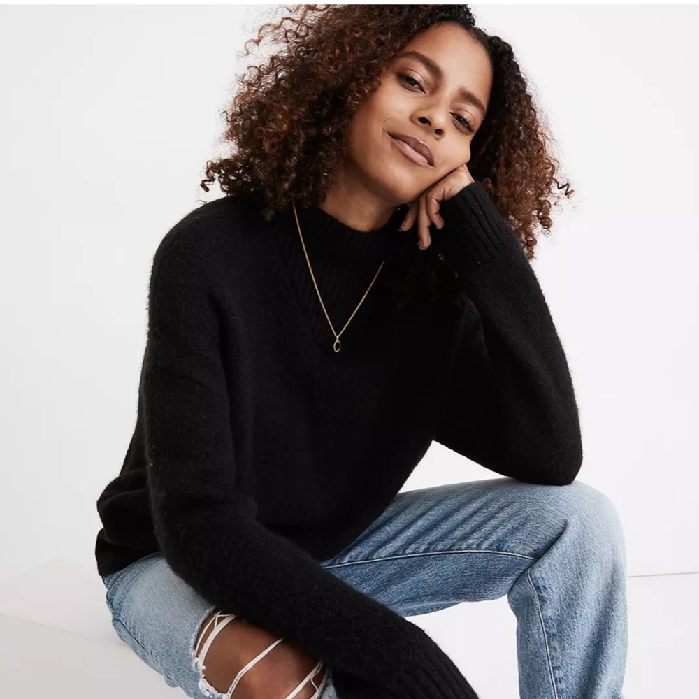 Madewell Black Dillon Mockneck Pullover Sweater - Picture 1 of 10